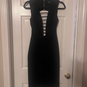 Club L London Black Plunging Strappy Front & Cut Out Backless Midi Dress